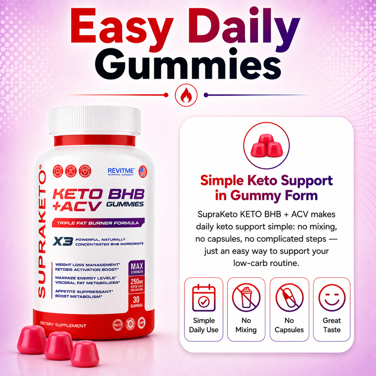 SUPRAKETO Keto BHB + ACV Gummies by RevitMe