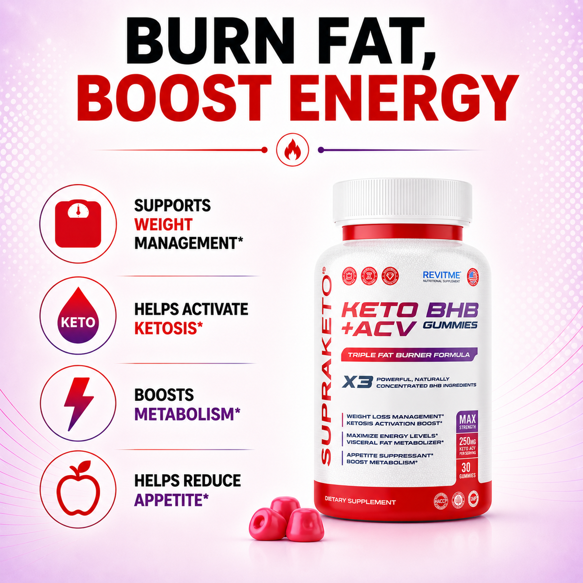 SUPRAKETO Keto BHB + ACV Gummies by RevitMe